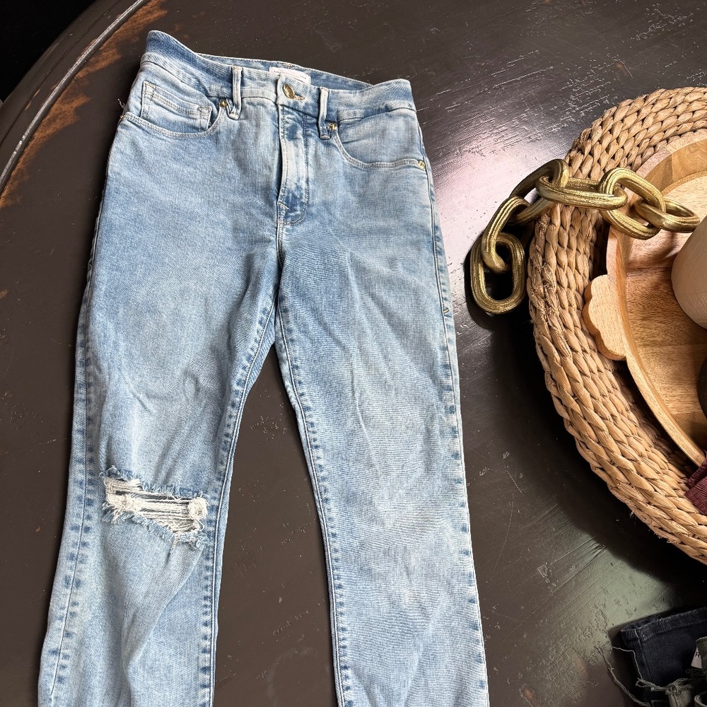 good American jeans size 25 distressed light wash skinny